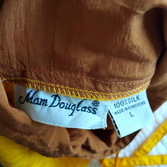 Vintage  Adam Douglas Women's Silk Set  mustard yellow large Pants Top - Picture 10 of 12